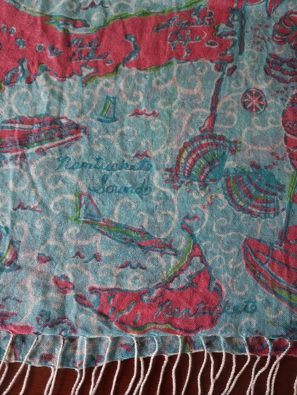 Lilly Pulitzer Murfee Scarf "Lilly Loves Cape Cod" Silk/cashmere GUC - Picture 7 of 9